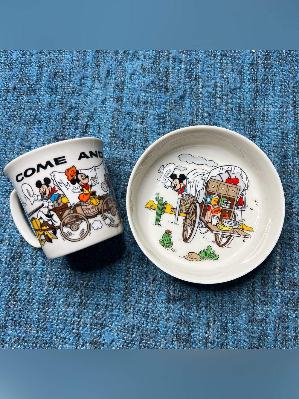 Gorham Mickey Mouse Walt Disney Tea Cup and Small Plate Fine China Set Western